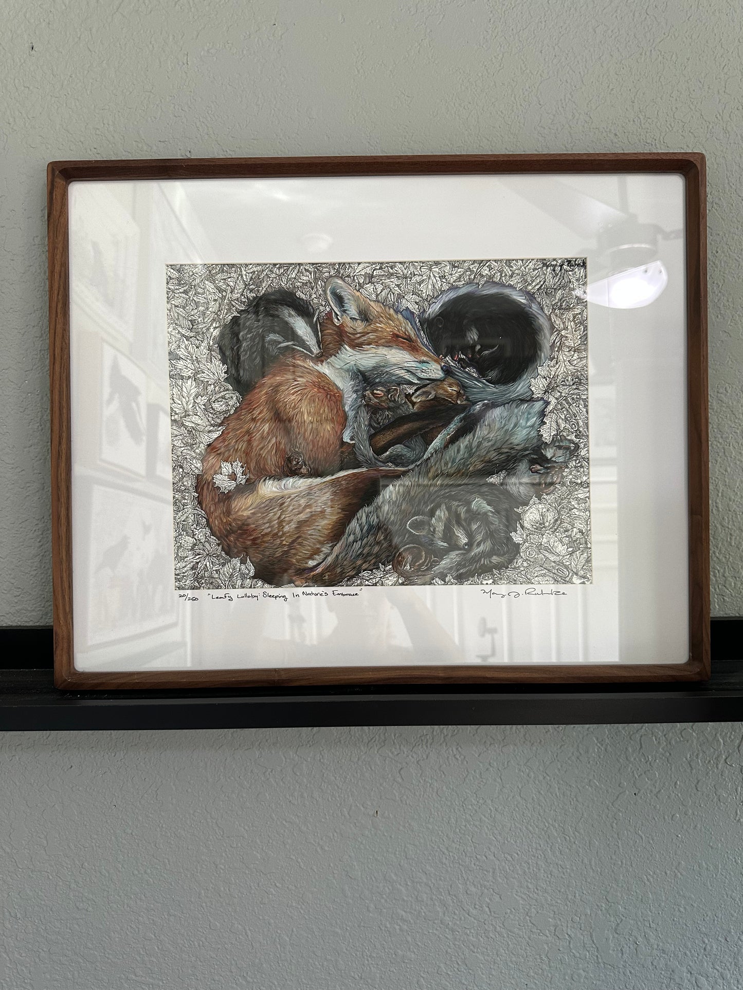 "Leafy Lullaby: Sleeping In Nature's Embrace" Framed Limited Edition Print