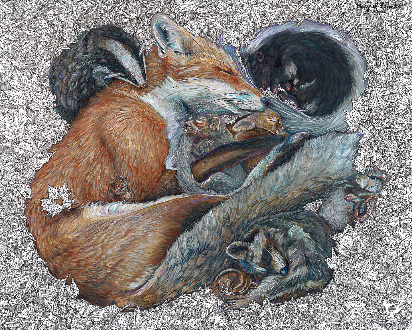 "Leafy Lullaby: Sleeping in Nature's Embrace" Limited Edition Fine Art Print